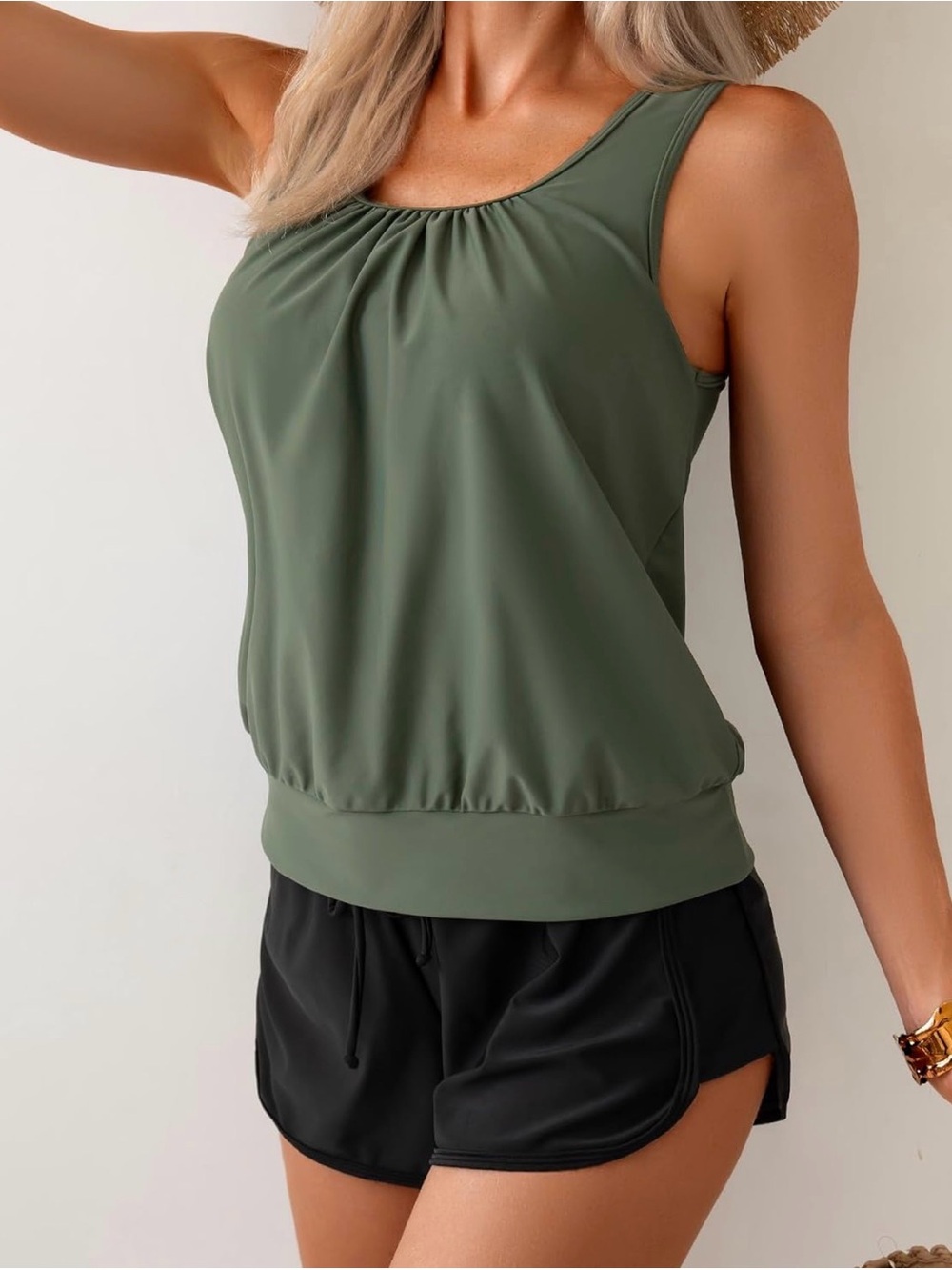 Arbiter Olive Green Tank Top with Black Athletic Shorts